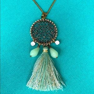 💎4/$30💎Long Chain with Circle Pendant and Tassel Fringe Necklace